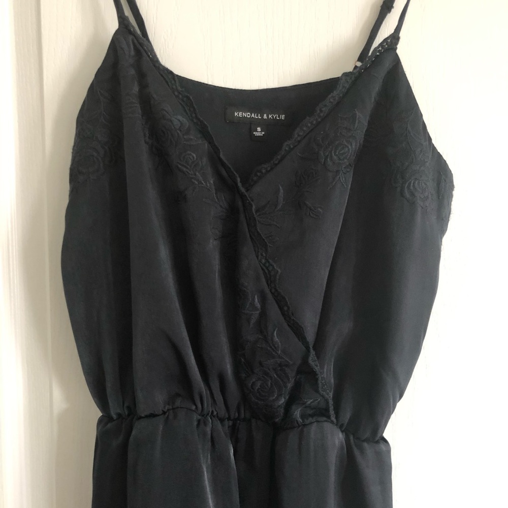 Black Floral Embroidered Romper